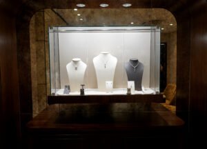 glass case of jewels INNW